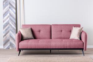 Canapea extensibila Ron Sofabed, Futon, 3 locuri, 190x125 cm, metal, rosu grizzled