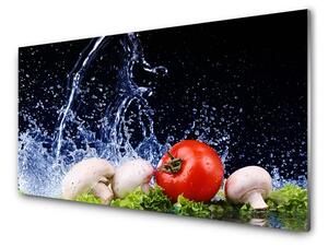 Panou antistropire pentru bucatarie, sticla securizata, model Ciuperci si Rosie, 100x50 cm