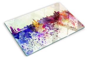 Tocător din sticlă Panoramă a orașului în locuri colorate