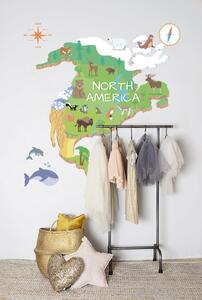 Autocolant perete Harta Americii de Nord