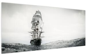 Tablou - O navă care navighează pe ocean (120x50 cm)