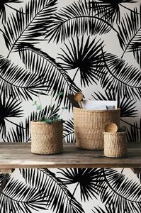 Fototapet Frunze de palmier alb -negru