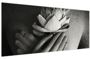 Tablou - Lotus în mâinile lui Buddha (120x50 cm)
