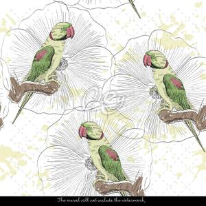 Fototapet Papagalii de paradis în verde