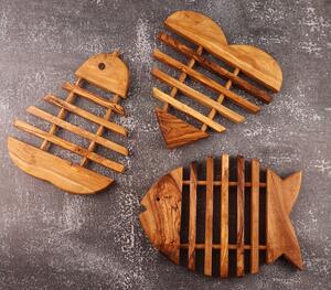 Suport din lemn de măslin pentru vase fierbinți | pește