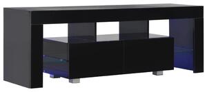 Comodă TV cu lumini LED, negru extralucios, 130x35x45 cm