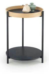 Masuta cafea Rolo, stejar natural/negru, otel/placaj curbat, 44x44x55