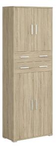 Dulap OFFICE LINE, stejar sonoma, PAL, cu 4 usi si 2 sertare, 79x35x22