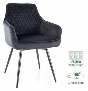 Scaun MARLO, negru - Bluvel 19, stofa catifelata/metal, 55x58x88 cm