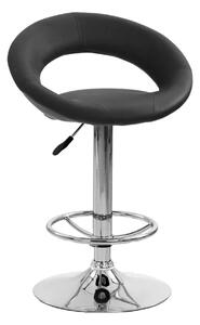 Scaun bar H15, negru/crom, piele ecologica/metal, 54x46x80/102 cm
