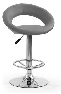 Scaun bar H15, gri/crom, piele ecologica/otel, 54x46x80/102 cm