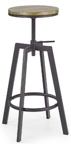 Scaun bar industrial H64, stejar/gri inchis, 30x30x63/80 cm