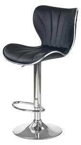 Scaun bar H69, negru/crom, piele ecologica/otel, 48x55x91/111 cm