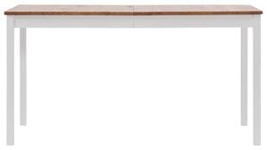 Masă de bucătărie, alb și maro, 140 x 70 x 73 cm, lemn de pin