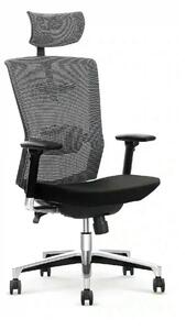 Scaun de birou AMBASADOR, negru/gri, stofa/plasa, 64x63x128/138 cm
