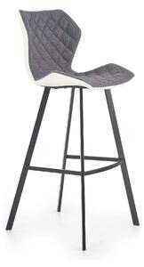 Scaun bar H83, gri/negru, stofa/piele ecologica/metal, 50x48x101 cm