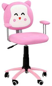 Scaun de birou copii roz KITTY, piele ecologica, 54x49x76/86 cm
