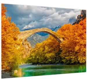Tablou pe sticlă - Podul Konitsa (70x50 cm)