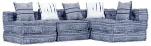 Canapea puf modulară cu 4 locuri, indigo, material textil