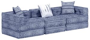 Canapea puf modulară cu 3 locuri, indigo, material textil