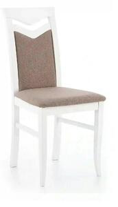 Scaun tapitat Citrone, maro/alb, stofa clasica/lemn de fag, 44X43X96 C