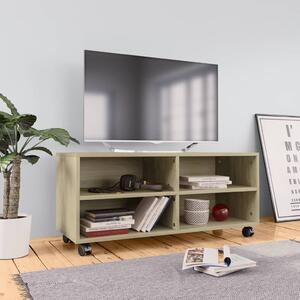 Comodă TV cu rotile, stejar Sonoma, 90x35x35, PAL