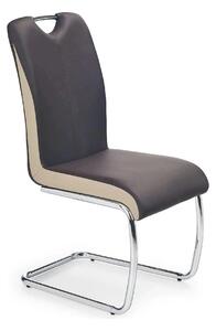 Scaun tapitat K184, maro inchis/crom, piele ecologica/metal, 43X55X94