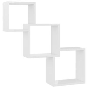 Rafturi de perete, cub, alb extralucios, 68x15x68 cm, PAL