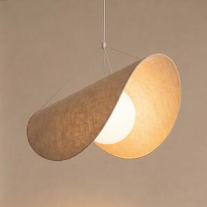 Lucande Lampă suspendată LED Sansibar, albă, din in, cu 1 bec, reglabil, Bej, Camera de zi / sufragerie, Țesătură / Textil, Design