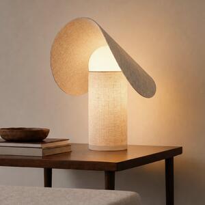 Lucande Lampa de masă cu LED Sansibar, bej, 35 cm, dimabil, reglabil, Bej, dormitor, Țesătură / Textil, Design