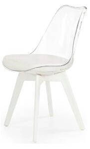 Scaun bucatarie K245, alb/transparent, piele ecologica/policarbonat, 4