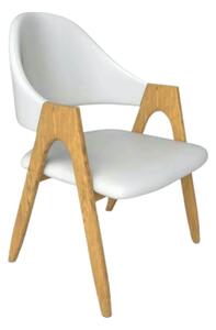 Scaun living piele ecologica K247, alb/stejar, metal, 51x51x80 cm