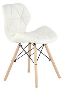 Scaune living K281, alb/stejar, piele ecologica/lemn, 48X51X74 CM