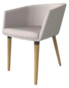 Scaun tapitat living K266, bej/stejar, stofa clasica/lemn, 56X56X72 CM