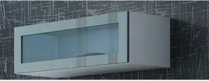 Vitrina VIGO 90, alb/gri, PAL/sticla, 90x32x35 cm