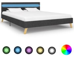 Cadru pat cu LED-uri, gri închis, 120x200 cm, material textil
