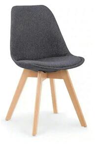 Scaun tapitat K303, gri inchis/negru, stofa/lemn, 48X54X83 CM