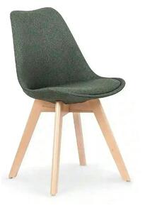 Scaun tapitat K303, verde inchis/stejar, stofa/lemn, 48X54X83 CM