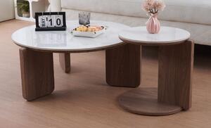 Set 2 Măsuțe de Cafea CT0110 LC Alb/Nuc
