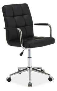 Scaun de birou Q-022, negru, piele ecologica/metal/plastic, 51x40x87/9