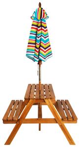 Masă picnic pentru copii cu umbrelă, 79x90x60 cm, lemn acacia