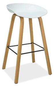 Scaun bar STING, alb/stejar, metal/plastic, 49x47x82 cm