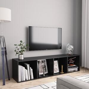 Bibliotecă/Comodă TV, negru, 143x30x36 cm