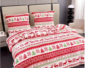 Lenjerie de pat din microplus CHRISTMAS JOY alb + cearceaf din microplus SOFT 90x200 cm alb