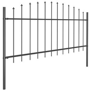Gard de grădină cu vârf suliță, negru, 13,6 m, oțel