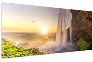 Tablou - Seljalandsfoss din spatele peșterii (120x50 cm)
