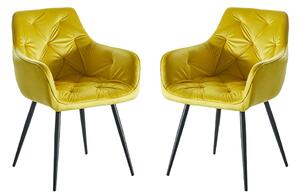 Set 2 Scaune Living Tapițate KJC38 Galbene