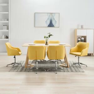 Scaune de masă pivotante, 6 buc., galben, material textil