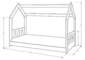 Pat montessori 160x80 căsuță pentru copii Cottage alb D2A cu somieră