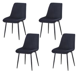 Set 4 Scaune Living Tapițate KJC176 Negru